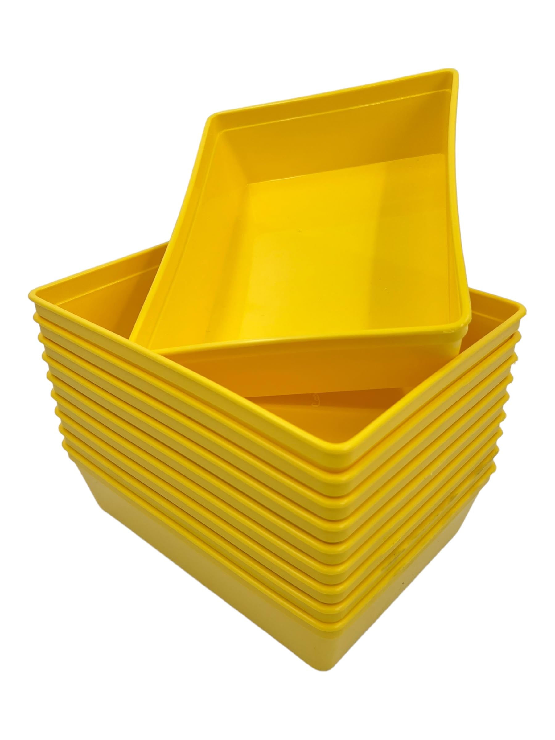 Chabrias Ltd Yellow Plastic Activity Trays, Colours Kids Play Art Tray Crafts Toy Organizer Tray (Pack Of 10) - Uk Made (, 20 X 15 X 5Cm)