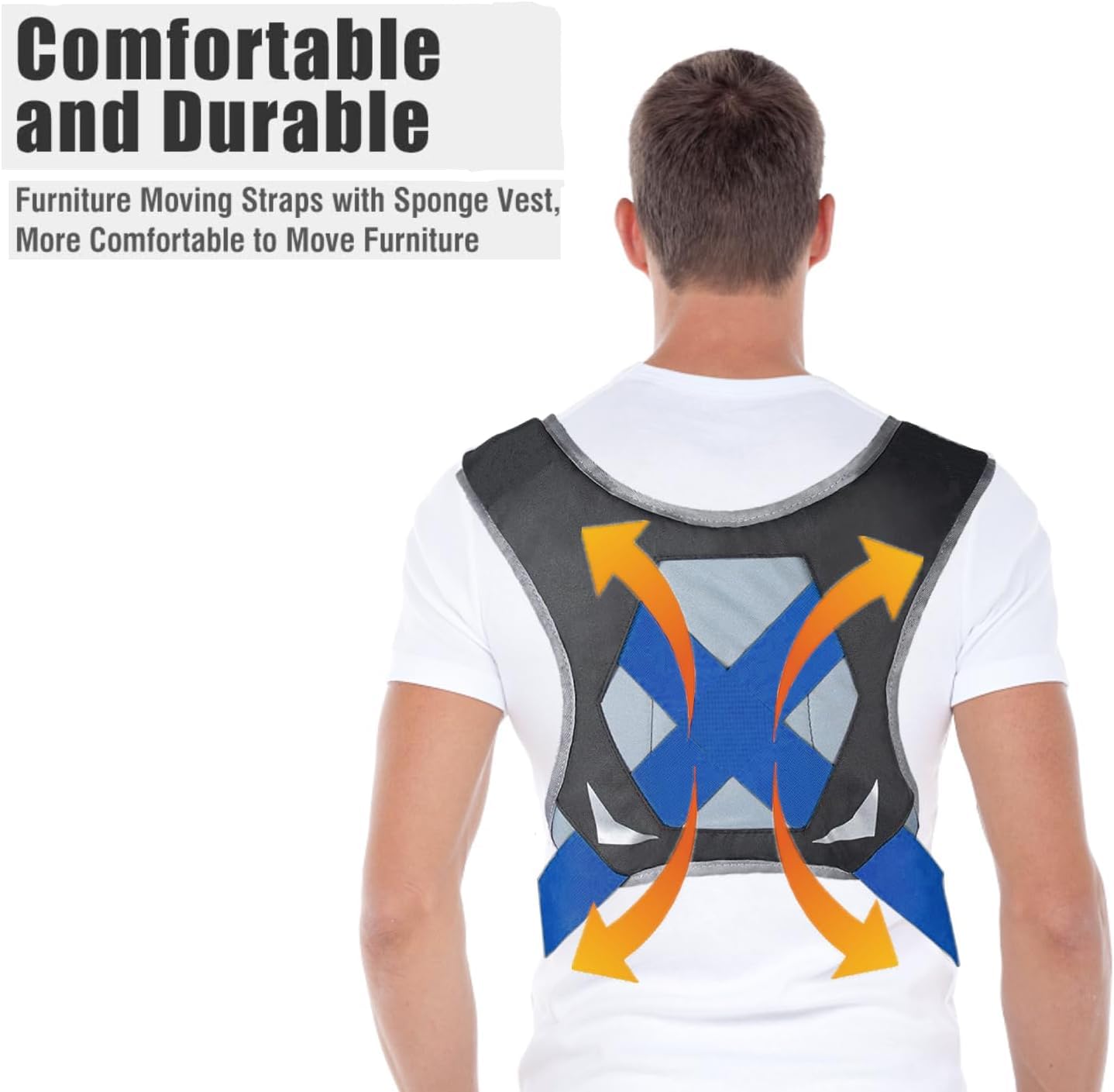 Kit di tracolla per 2 persone con gilet in spugna, cinghia di sollevamento multifunzione per mobili e attrezzature, trasporto di mobili, blu