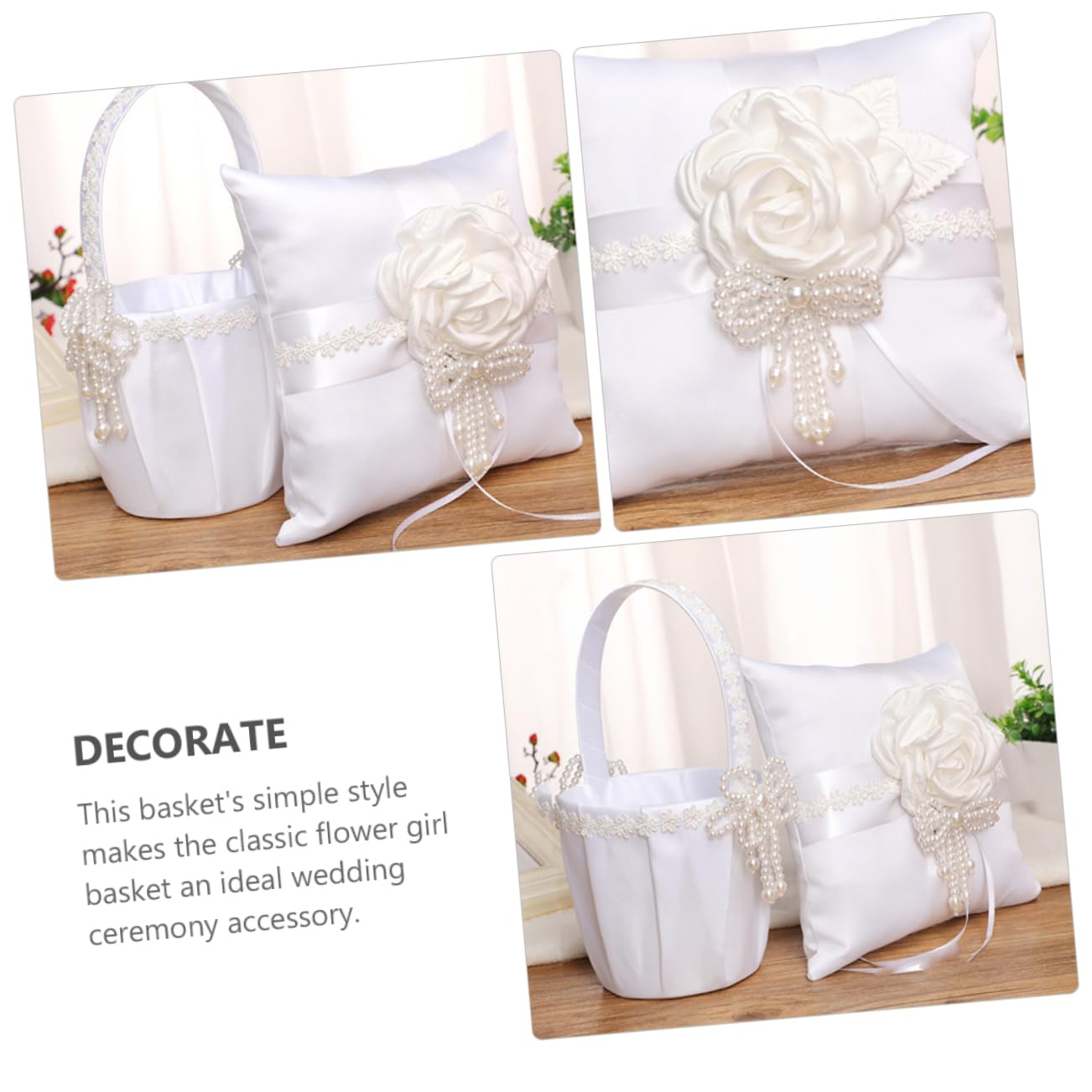 KOMBIUDA 1pc Floral Bridal Cushion Elegant Faux Wedding Pillow for Bearer for Wedding Ceremony and Special Events