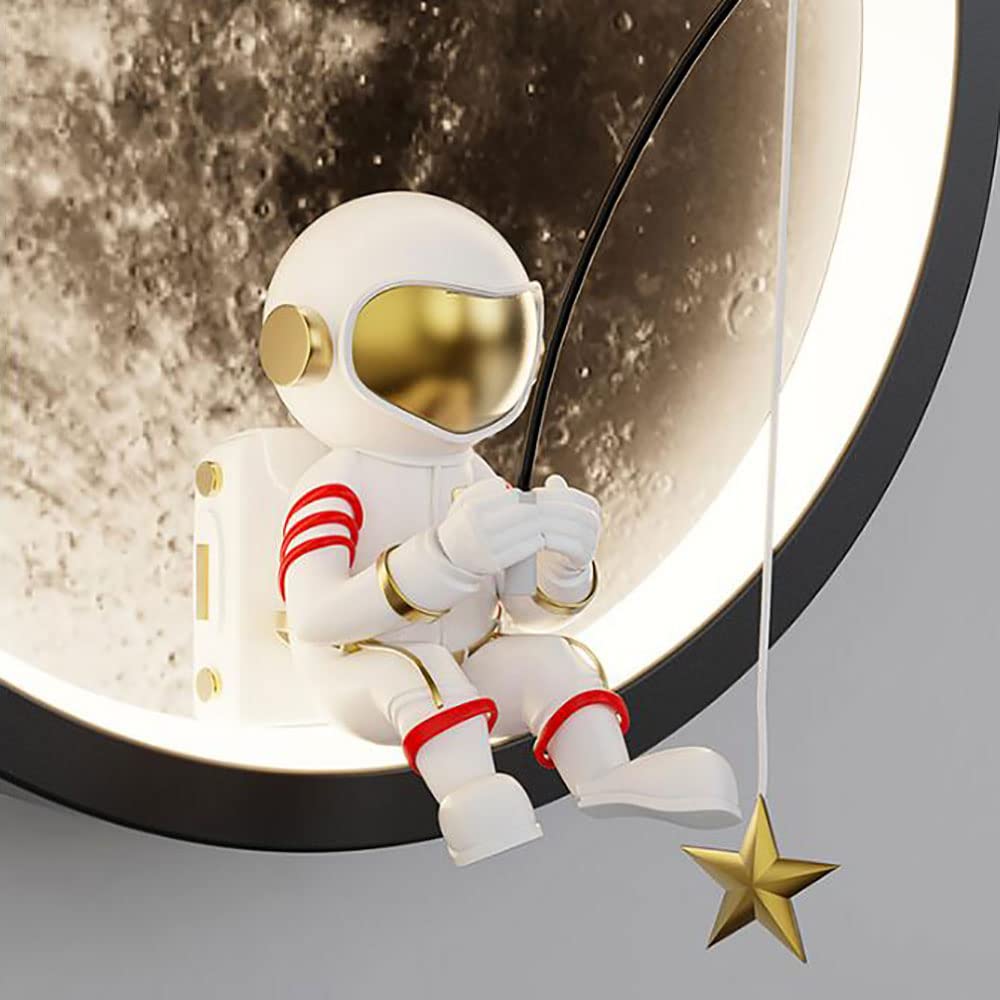 Pokój dziecięcy Kinkiet LED Księżyc Kinkiet Astronauta Zagłówek Światła, Okrągły Montaż Oświetlenia Ściennego Kreskówki Kinkiety Ścienne Dla Dzieci Sypialnia Nocna Przedszkole