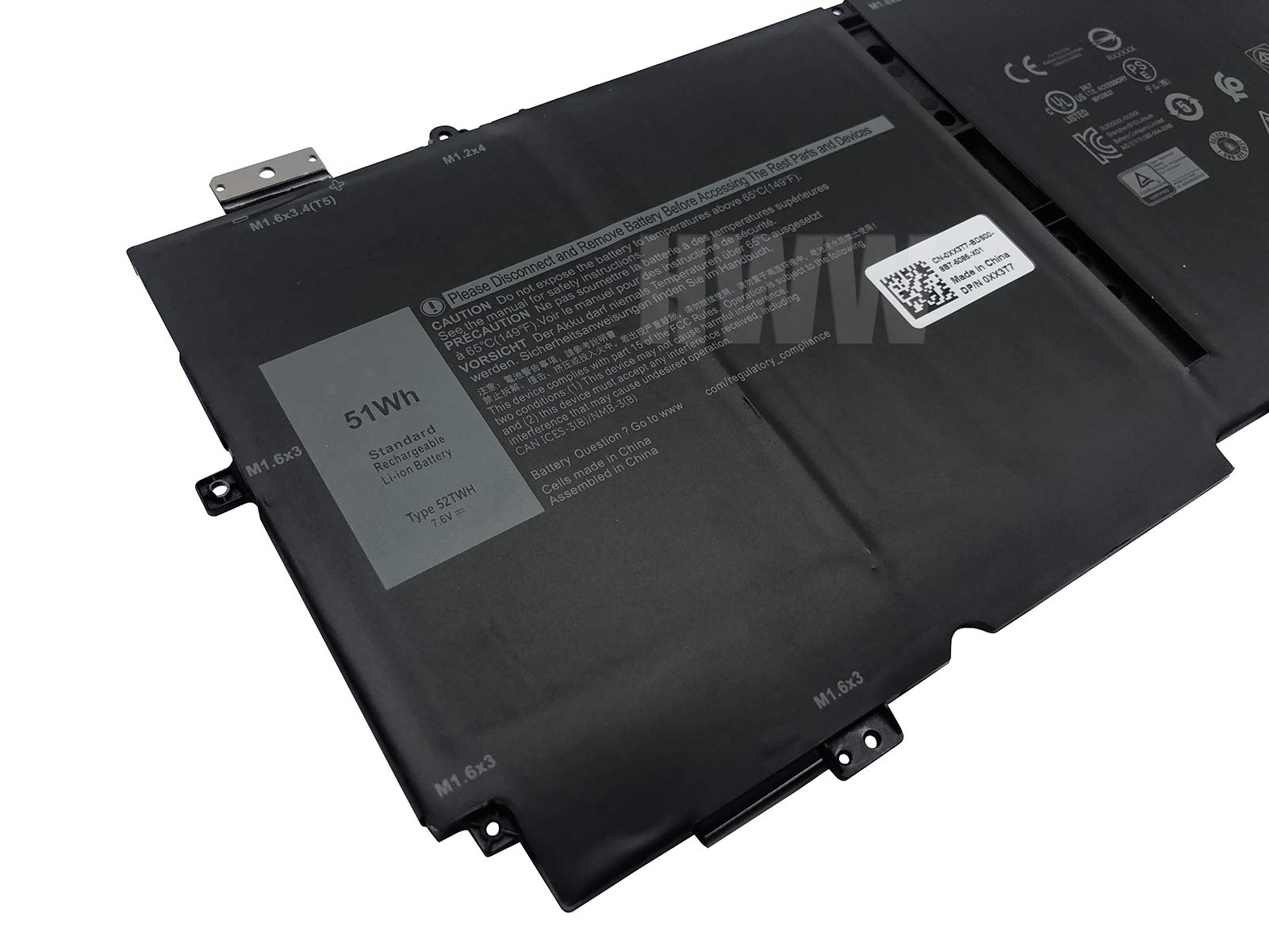 DELL 交換用バッテリー 51Wh Type 52TWH Amazon.com: HWW New 7.6V 51Wh 52TWH Battery Compatible with Dell