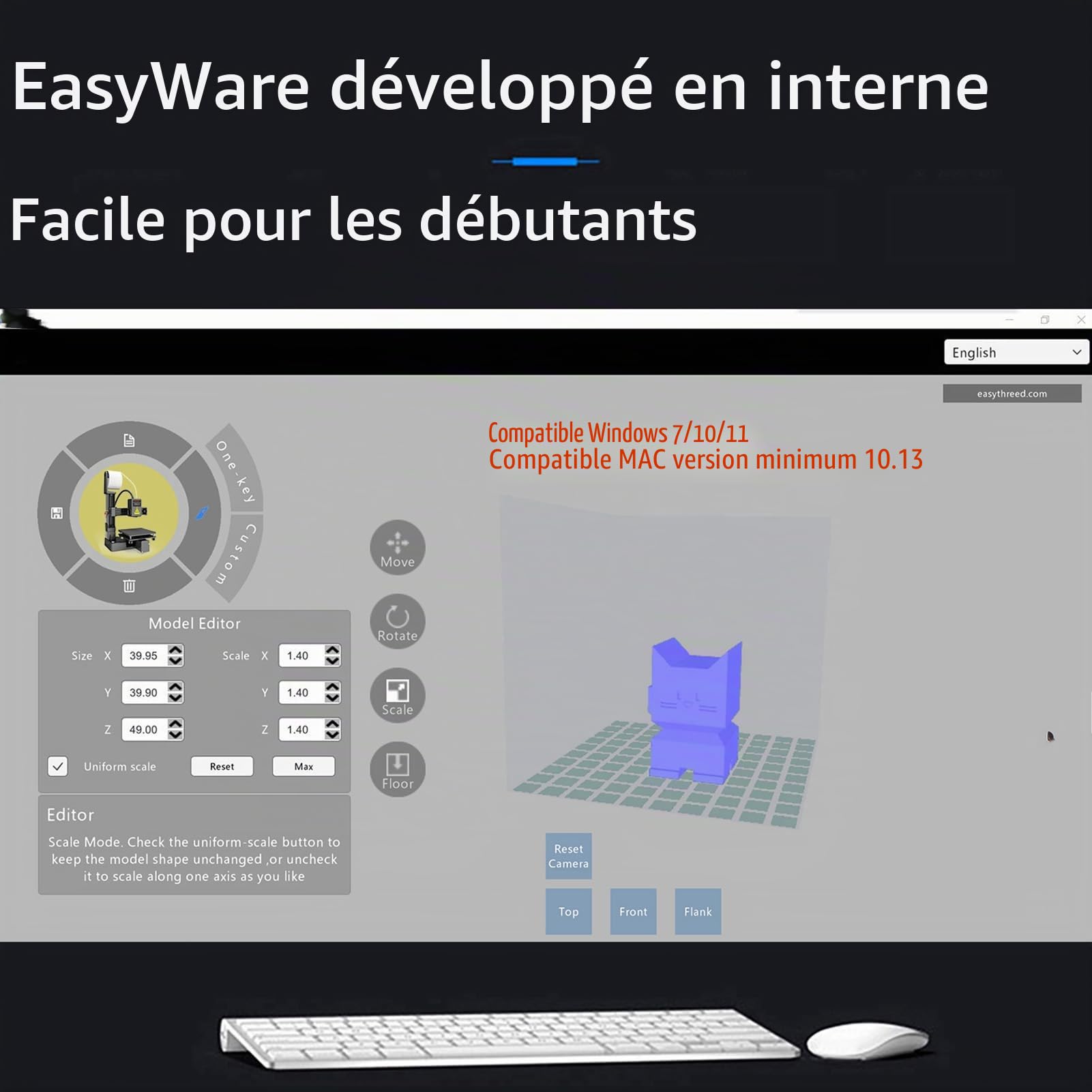 Imprimante 3D Haute Précision 10-40mm/s Mini Imprimantes 3D pour Débutants et DIY Supporte PLA TPU 1.75mm Filament Débutant Imprimante 3D avec Taille d'impression en 1 clic 100*100*100