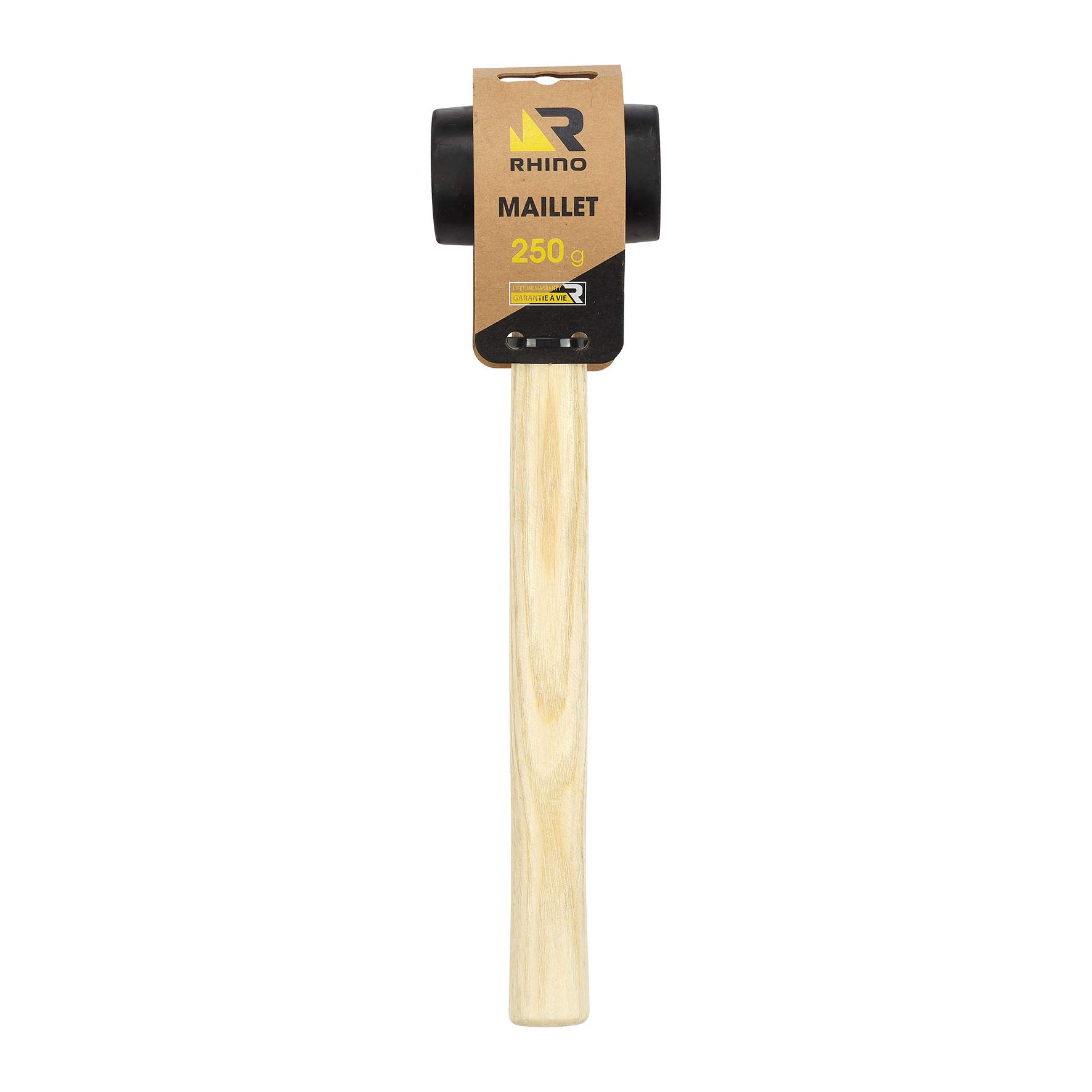Rhino 18502 - Mazo de goma (250 g, con mango de madera), color negro