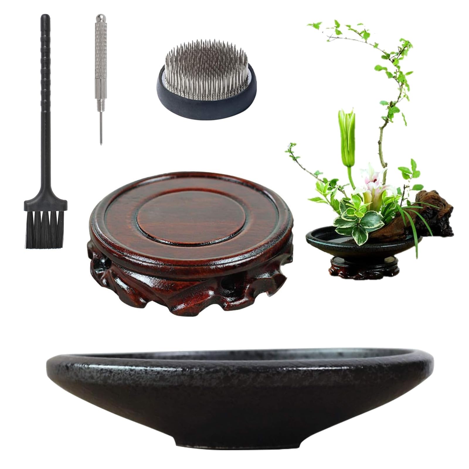 WANDIC Kit de sapo de flor, vaso de flores cônico Ikebana com 6 cm
