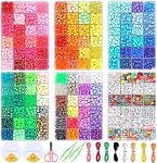 4200pcs Poney Perles Kit pour la fabrication de bracelet, Rainbow Kandi Perles avec des perles de lettres, DIY Bracelet d'amitié Kit de fabrication de bijoux, Arts et artisanat Cadeau pour les adolescentes