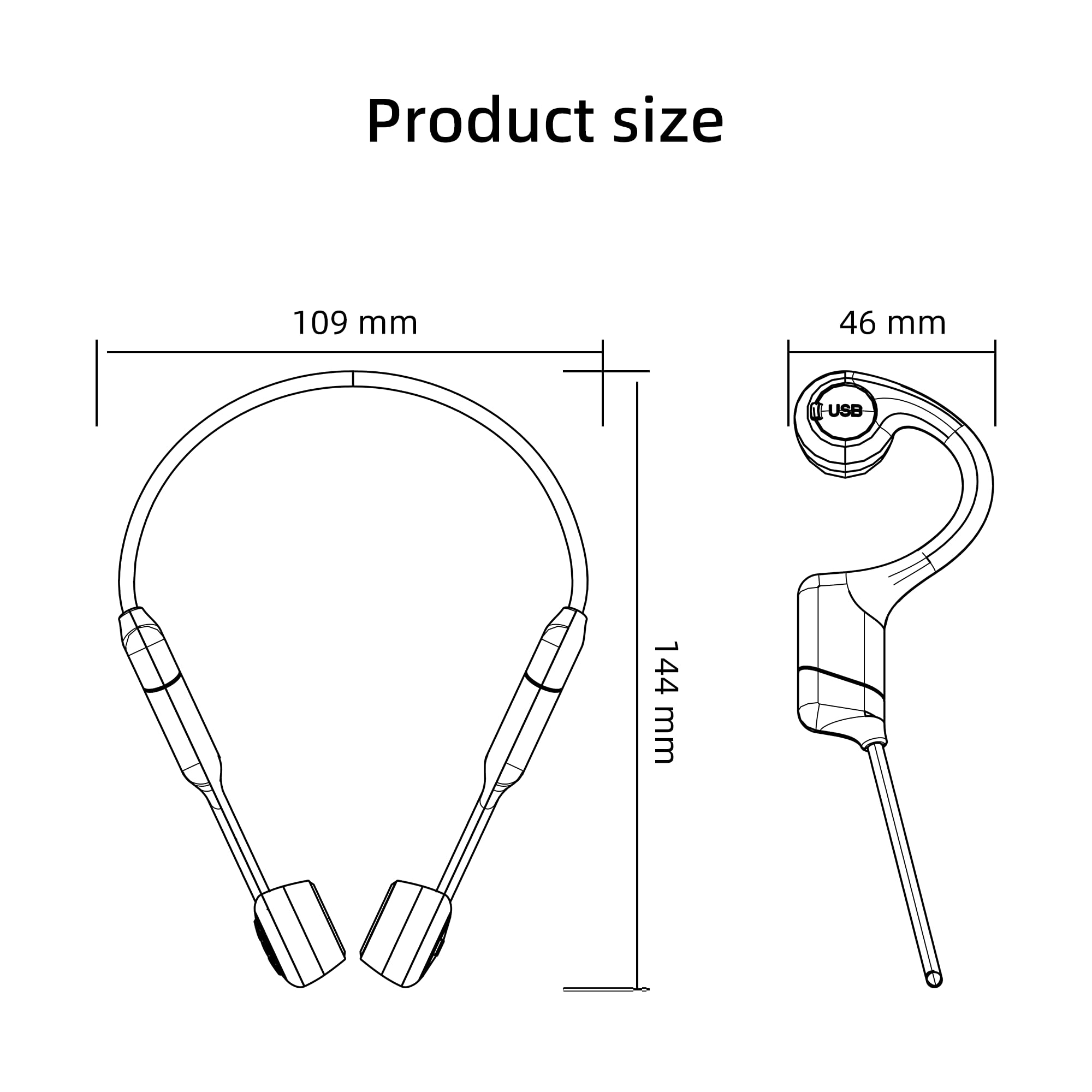 Casque à conduction osseuse – Casque ouvert avec micro, Bluetooth 5.4, longue durée de vie de 20 heures, étanchéité IPX5 pour le sport, le cyclisme, la course, la gym, la randonnée, noir