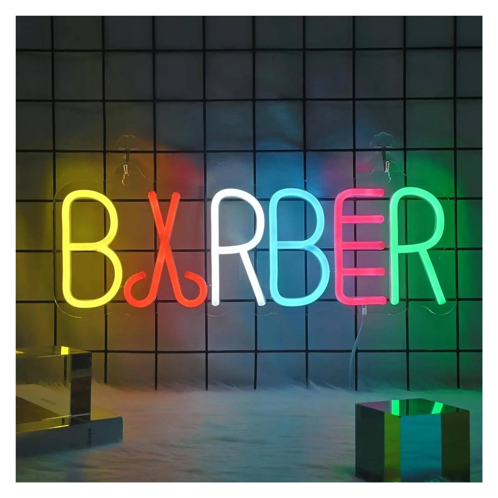 luoliang Illuminazione al neon Barbiere per insegna al per neon aperta per alimentazione per per apertura negozio aziendale arredamento per la casa 23 cm × 40
