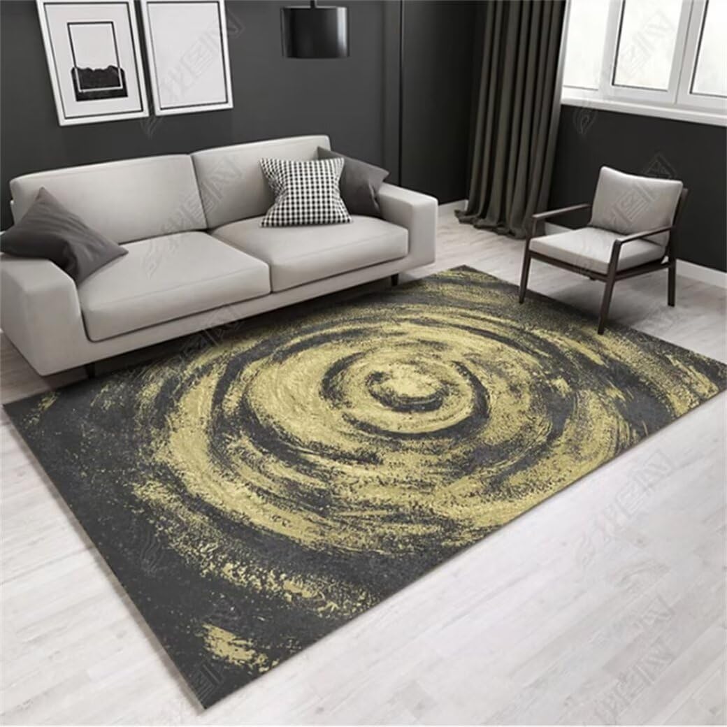 Petit tapis de chambre gris 60x110 cm antidérapant et abstrait