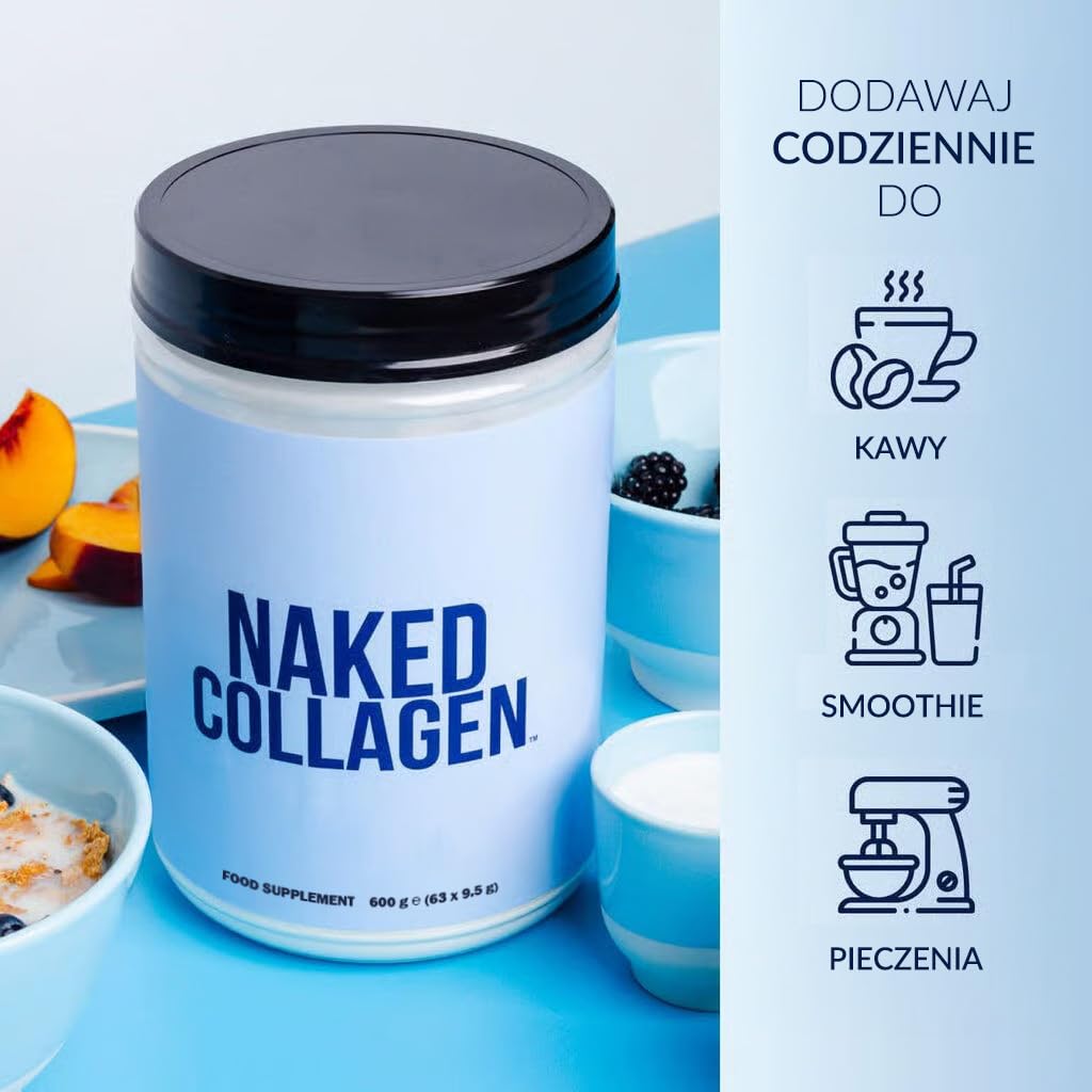 NAKED Collagen - Peptydy kolagenowe w proszku, 63 porcje, hodowane na pastwisku, bezsmakowy suplement z hydrolizowanego kolagenu pochodzącego od zwierząt karmionych trawą, zgodny z dietą paleo, 600 g