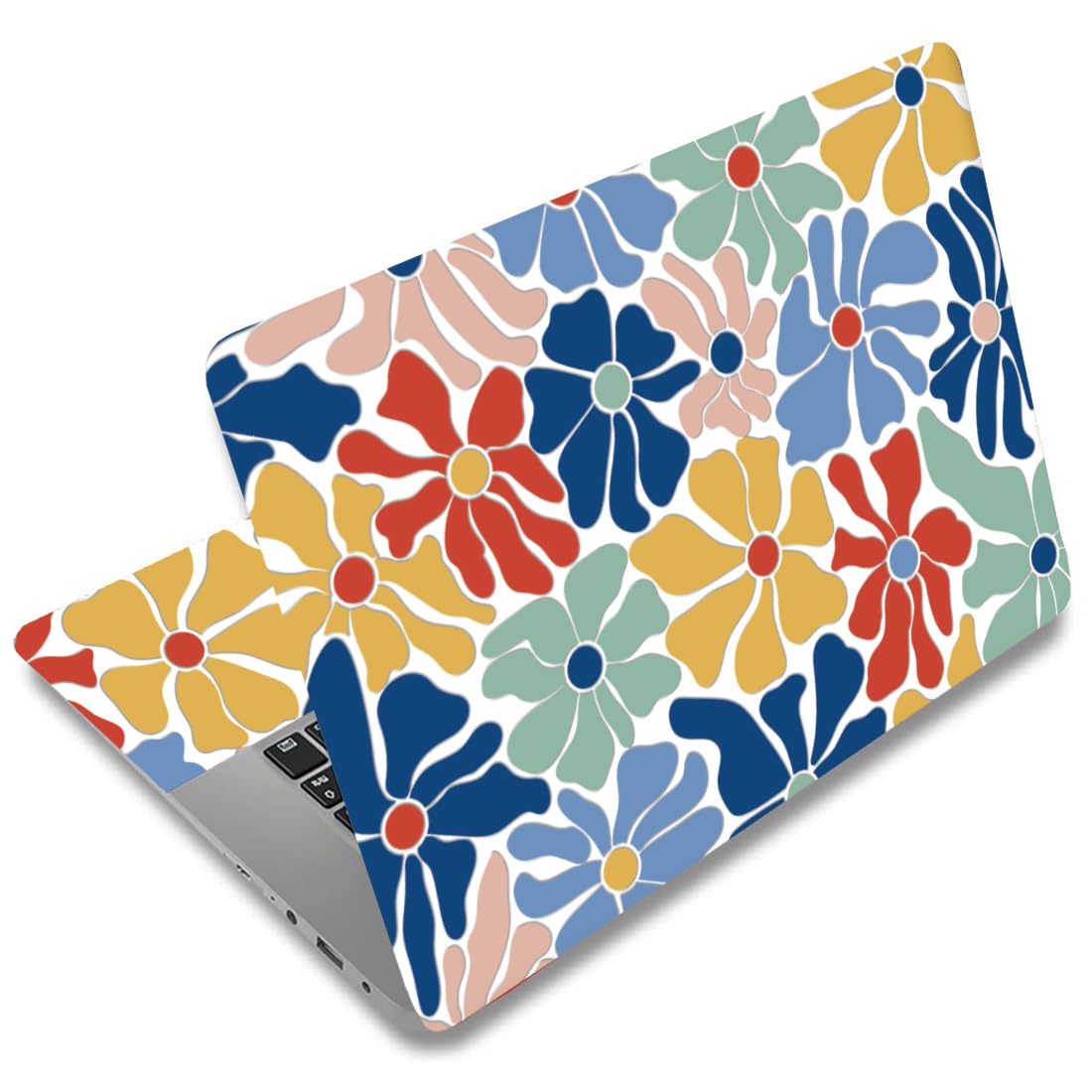 Calcomanías para portátil de flores coloridas para personalizar tu vinilo de 15.6 pulgadas