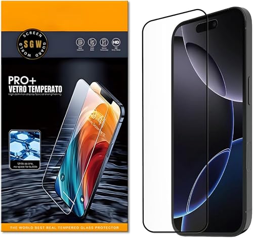 SGW 9D Tempered Glass Screen Protector for iPhone 17 Pro Max | 9H Hardness, HD Crystal Clear Display, Case Friendly design, High Touch Sensitivity, Oleophobic Coating, Scratch-resistant