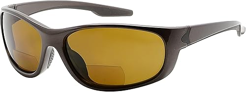 Eyekepper Gafas de sol deportivas bifocales polarizadas, Marco café templado, lente café.