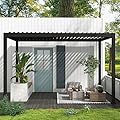 MIRADOR 111DA Louvered Pergola, 10Ft x 13Ft, Double Aluminum Louvers, Full Aluminum Frame, Adjustable Roof, Durable, Charcoal