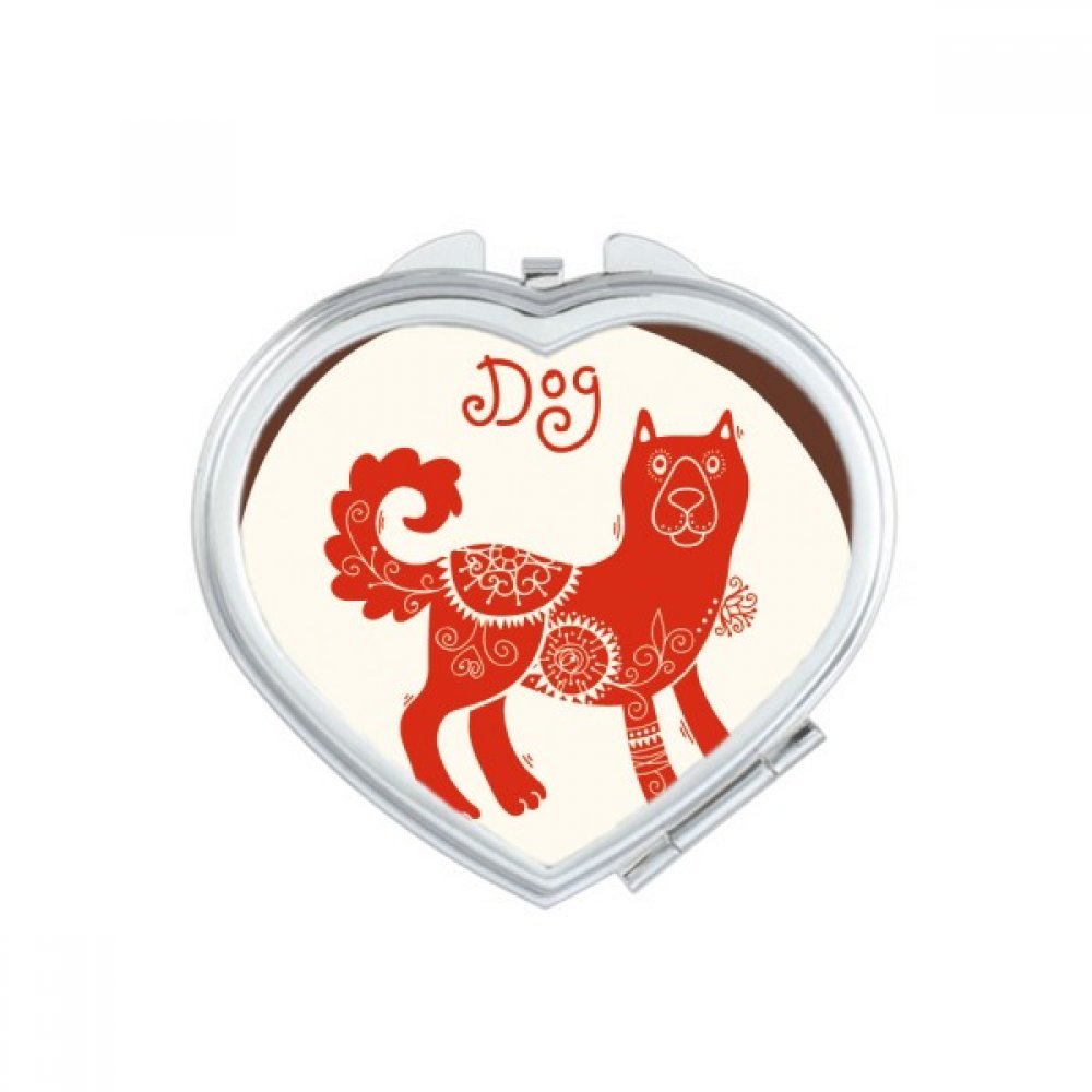 Miroir de poche cadeau mignon zodiaque chien rouge pour anniversaire et fêtes