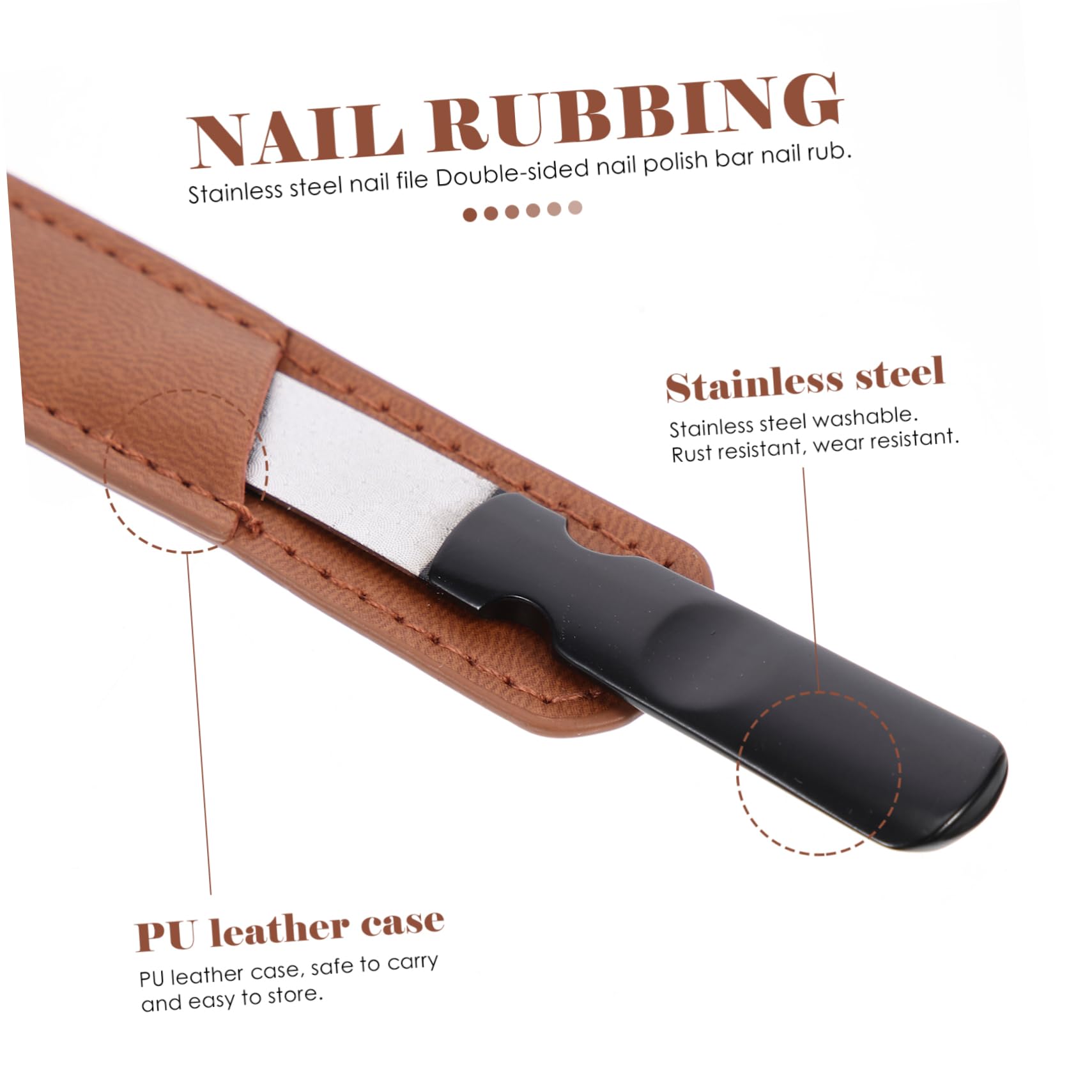Healeved 5pezzi Unghie Inossidabile Strumento Professionale Per Lucidatura e Modellatura Unghie Doppia Faccia Facile Da Trasportare Per Manicure Art