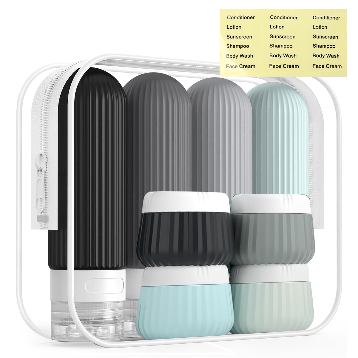 MAYCREATE® 8Pcs Travel Bottles 90ml /40ml Silicone Toiletries Bottles Face Cream Jars Bottle Leakingproof Refillable-image-40