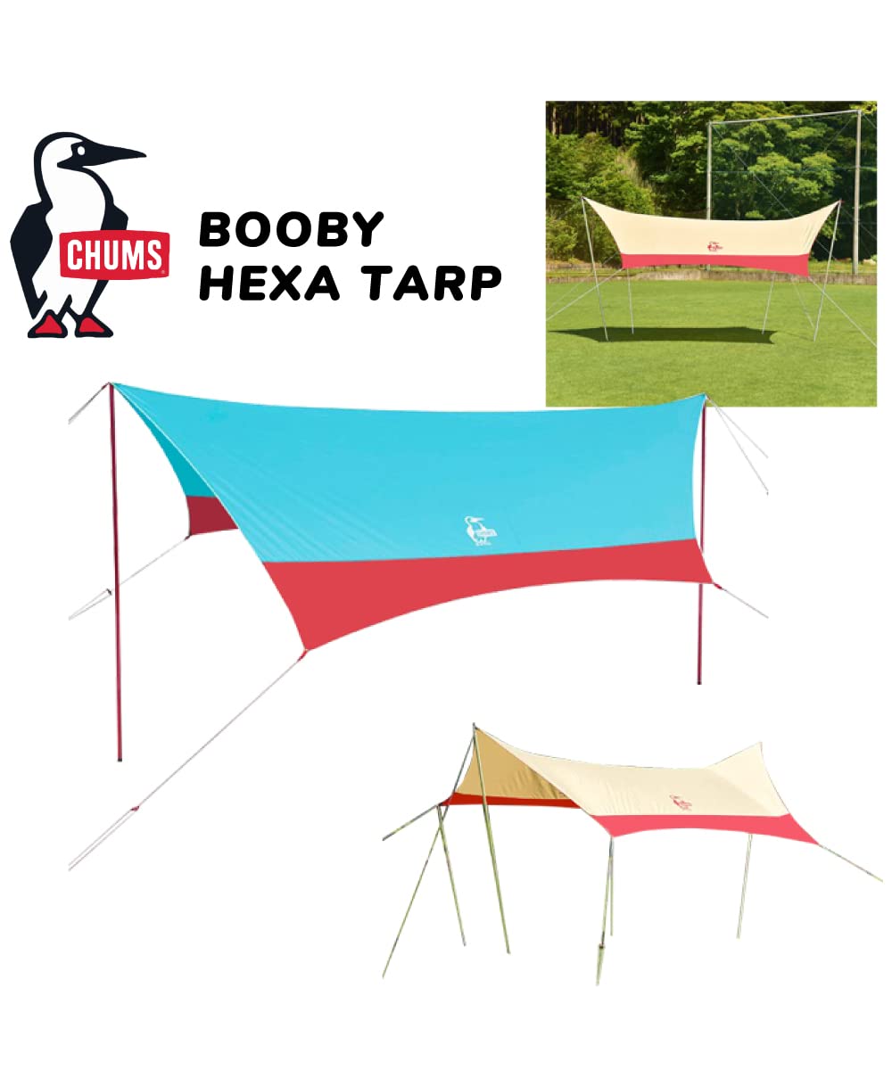 CHUMS CH62-1827-T010-00 Booby Hex Tarp, Teal/Red, W 187.7 x D