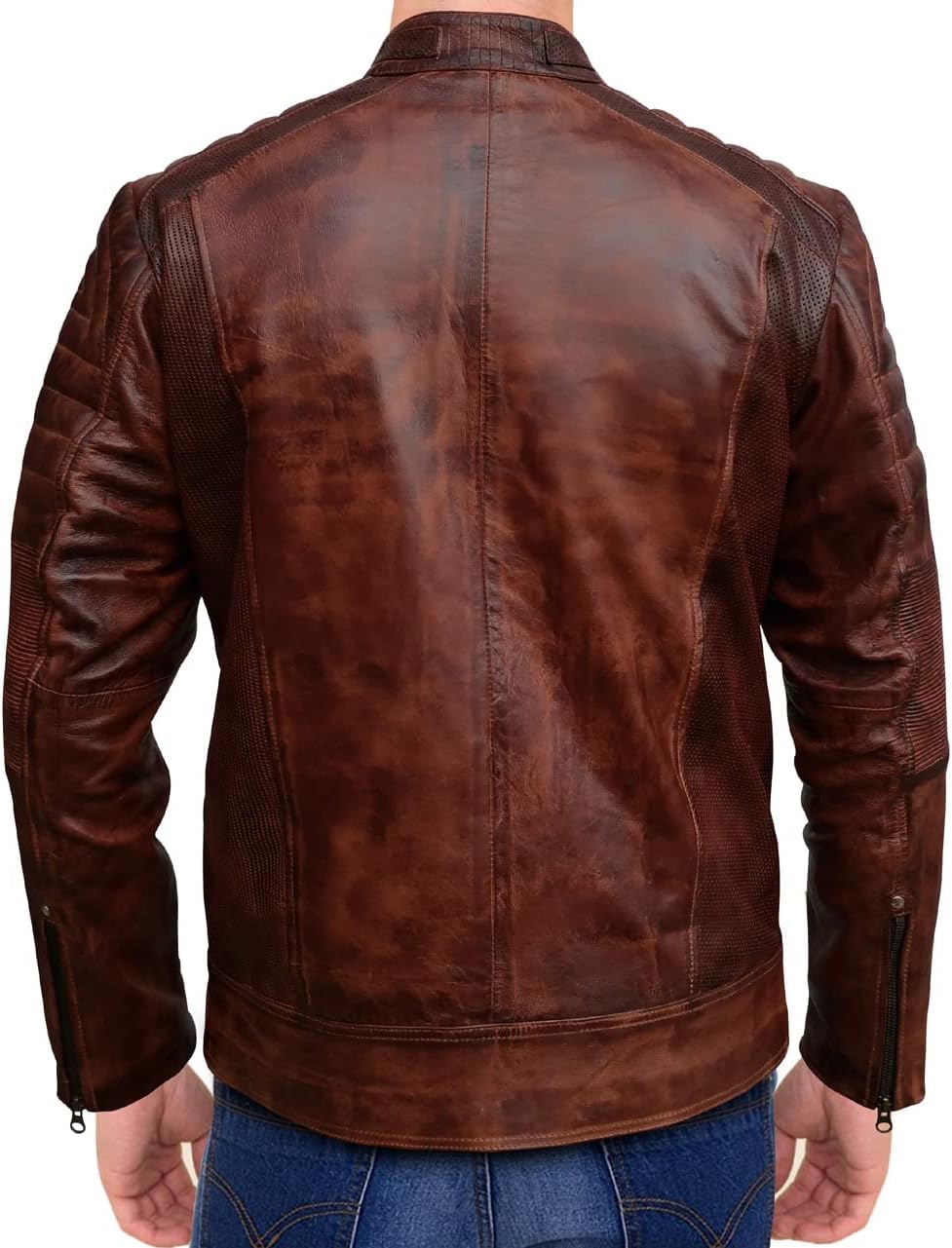 Mens Cafe Racer Lambskin Retro Brown Leather Jacket (XXS)