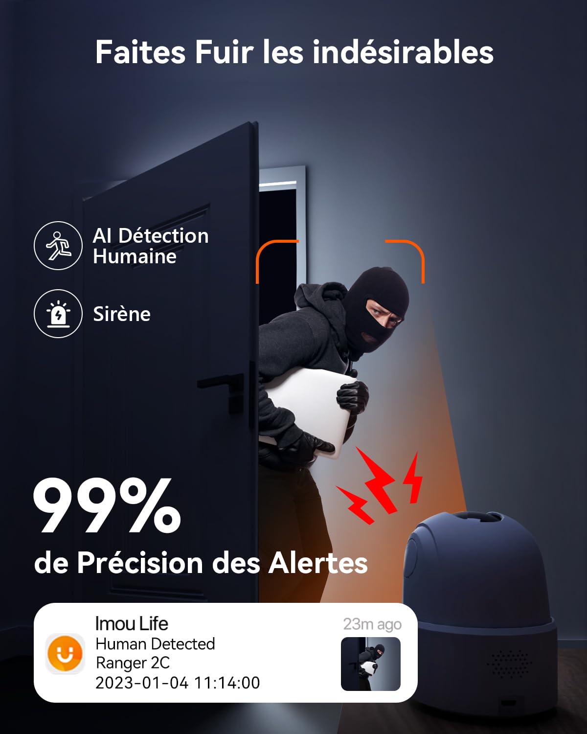 Imou 2.5K(4MP) Caméra Surveillance WiFi Intérieur Caméra 360° Connectée Smartphone Détection Humaine AI Suivi Intelligent Sirène Audio Bidirectionnel Mode Privé Compatible Alexa pour Bébé/Animaux