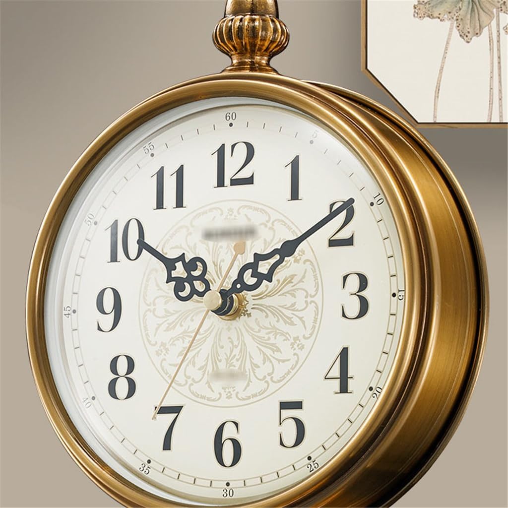Metal Plated Copper Living Room Clock Chinese Quartz Pendulum Table Silent Bedroom