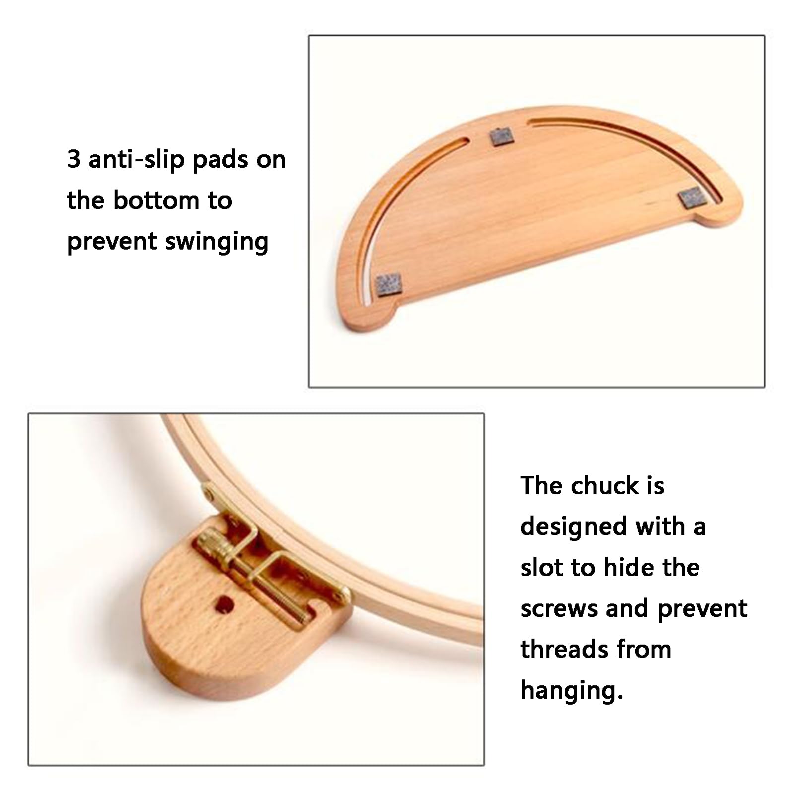 Soporte De Aro De Bordado De Madera, Bastidores Y Soportes De Punto De Cruz Ajustables, Rotación De 360°, con Aros De 24 Cm, Carrete De Latón Y Base De Almacenamiento