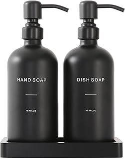 Matte Black Soap Dispenser Set, Kitchen Soap Dispenser Set with Black St...