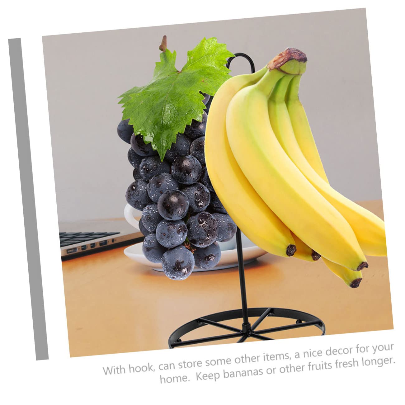 Ciieeo Supporto per banane da cucina, salvaspazio, con doppi ganci, leggero, per appendere banane e uva per mantenere fresche più a lungo