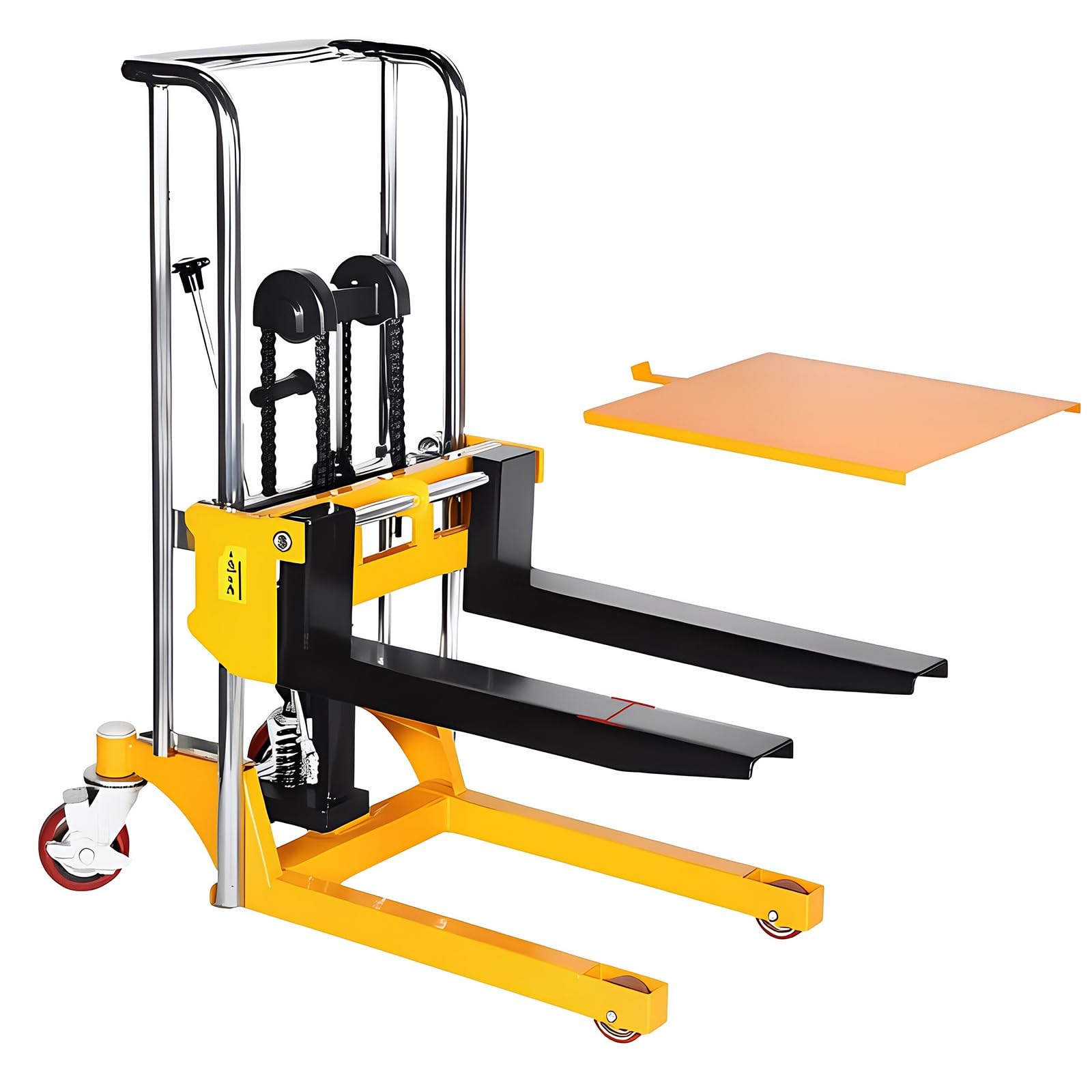 Cenz-888 pallet truck 400kg Manual Stacker Hydraulic Pallet Lift Swivel Caster Fork Truck with Cover Plate