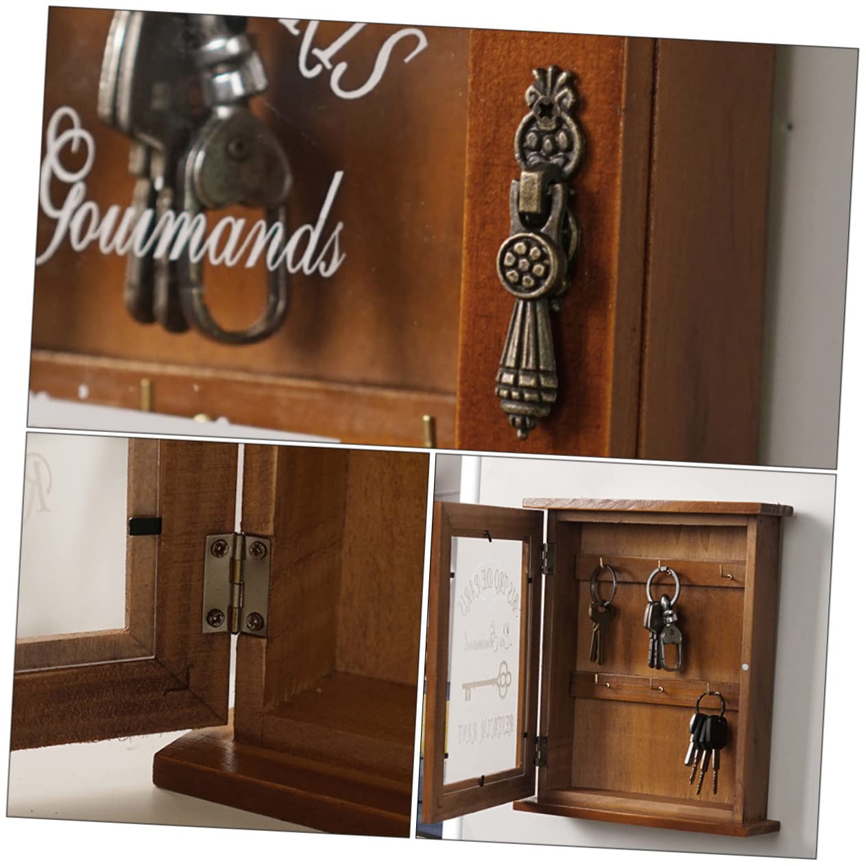 GALPADA Casetta Portachiavi da Muro in Legno di Pino Marrone, Facile da Installare e Decorativa per Ingresso o Garage, Elegante Organizer per Chiavi Domestiche