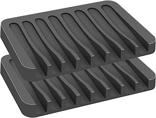 Self Draining Soap Dishes， Premium Silicone Soap Holder, Soap Tray Saver for Shower Bathroom Kitchen Sponges, Non-Slip Design, Bar Soap Dish to Keep Soap Dry， Easy Clean (Dark Grey)