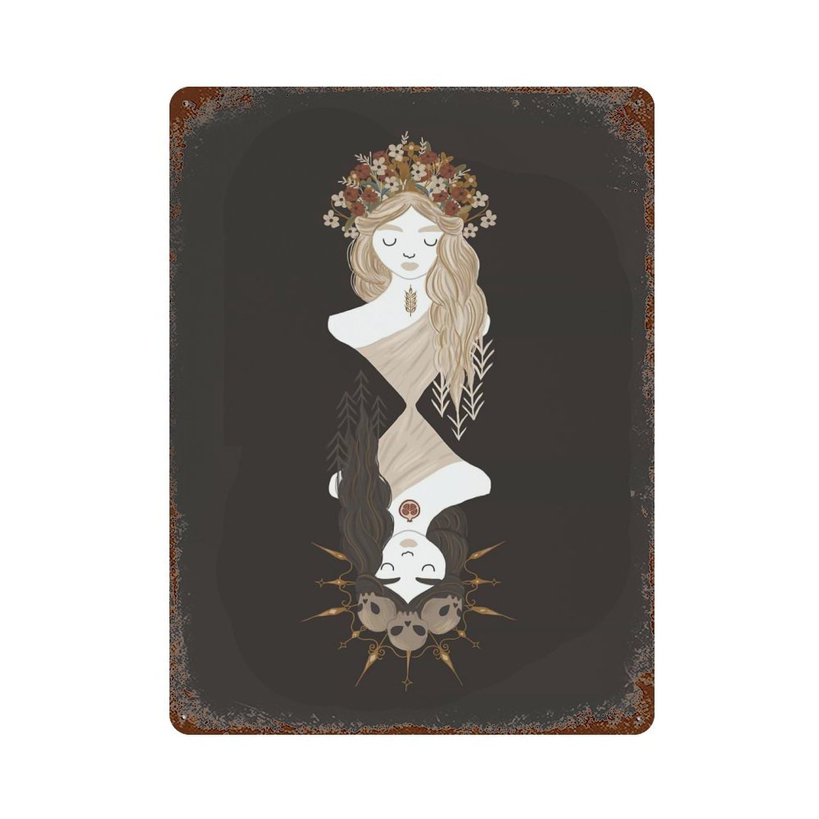 Garage Style Kore X Persephone Rusty Metal Tin Sign 15.7"x11.8", Farmhouse Wall Decor for Bar And Workshop