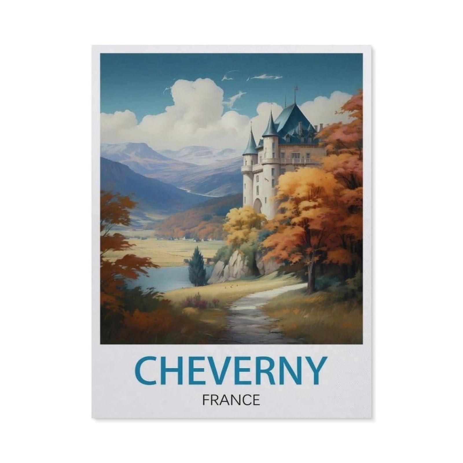 Vintage Wall Decor Metal Poster Plaque，Cheverny France(15x30cm）