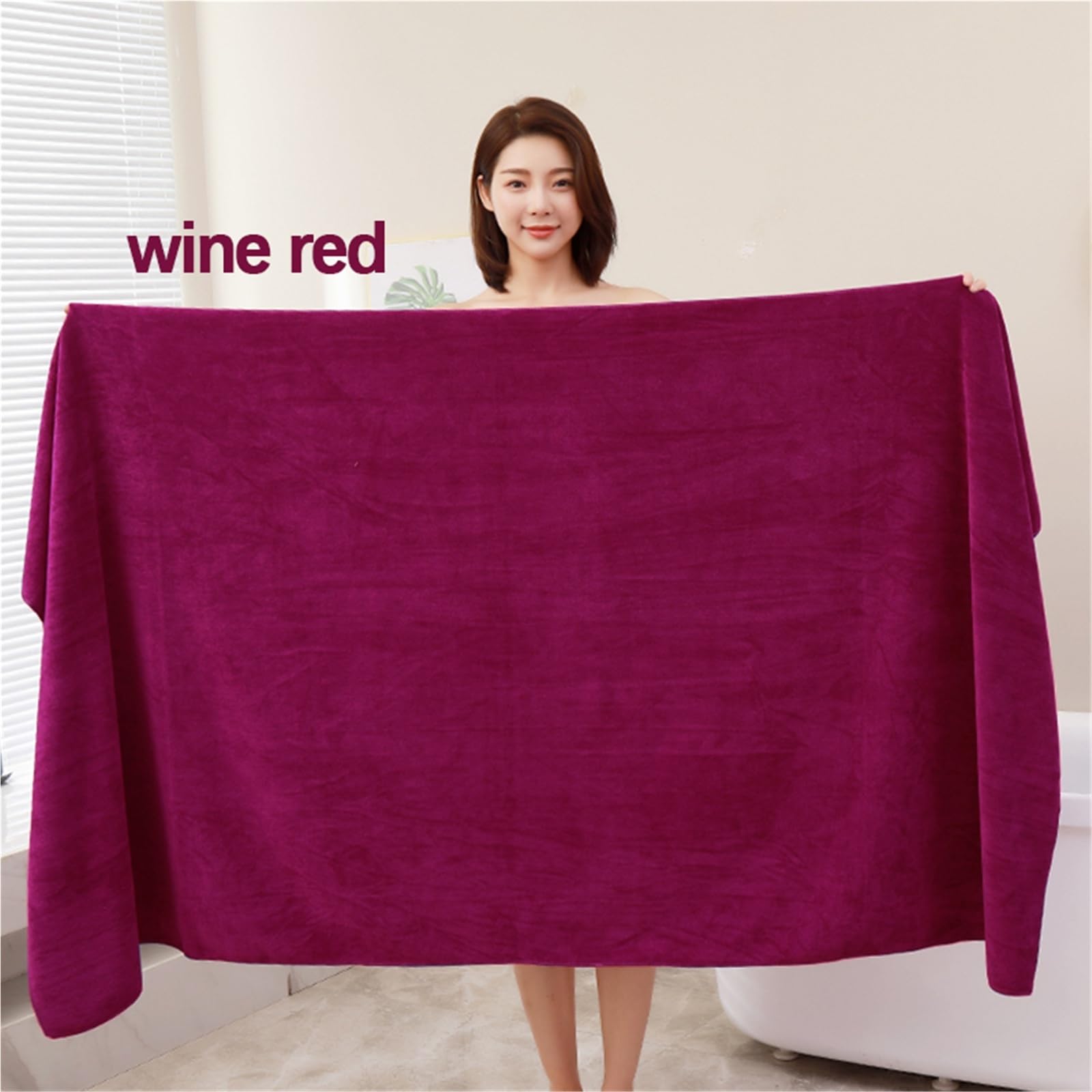 1 asciugamano da bagno in microfibra ispessita, super assorbente e ad asciugatura rapida, multiuso, per viaggi, sport, bagno, bagno (rosso vino, 110 x 200 cm)