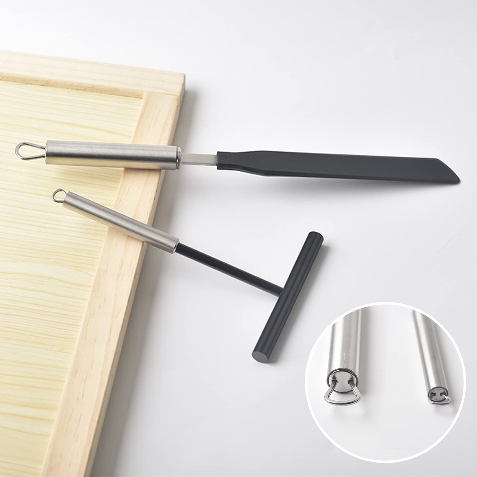 Acboor Spatola per Crêpe, Kit Spatola in Acciaio Inox con Olio