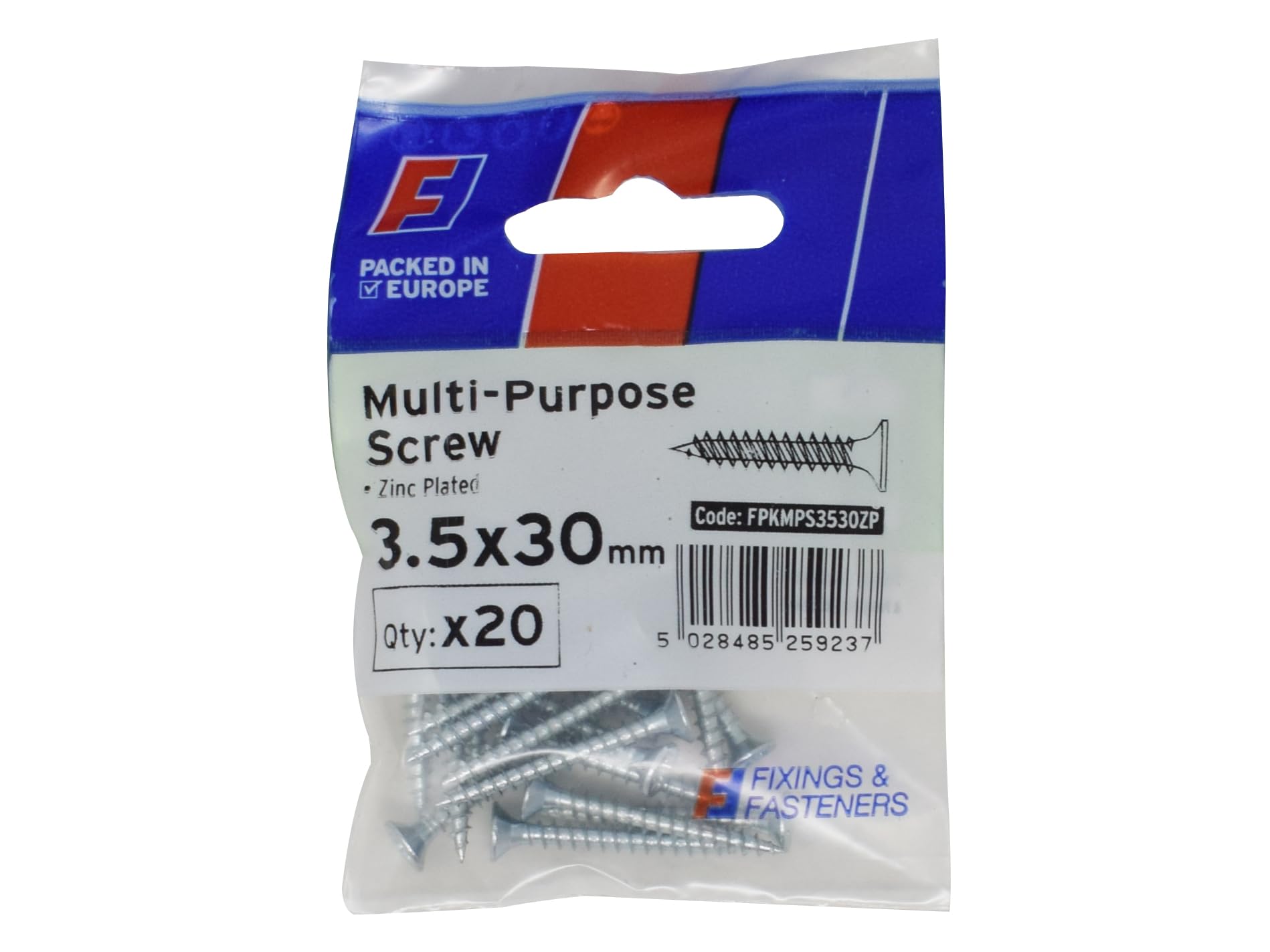 ForgeFix FPKMPS3530ZP Multi-Purpose Pozi Screw CSK ST ZP 3.5 x 30m...