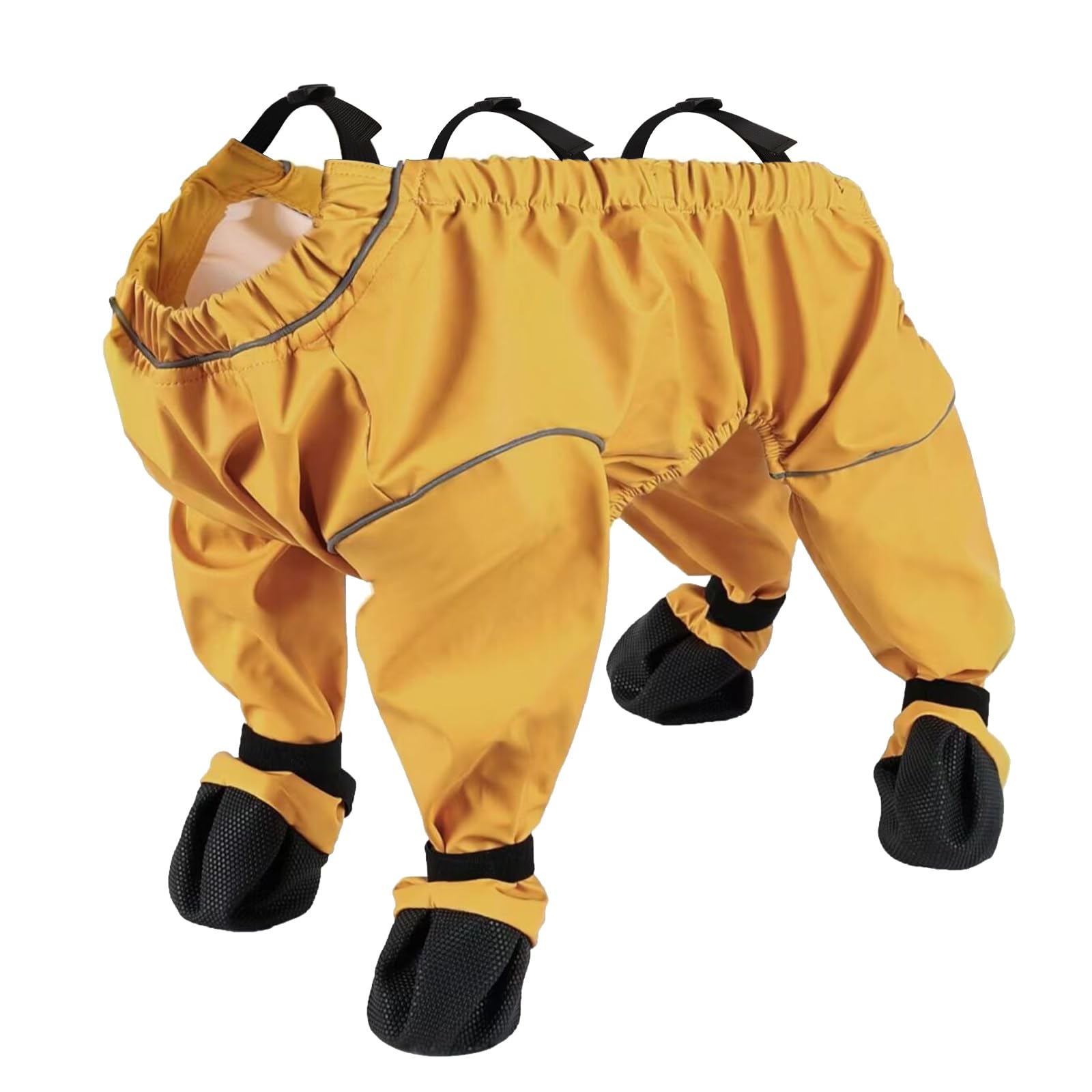 ASENKU Dog Shoes for Large Dogs, Soft Adjustable Dog Boots & Paw Protectors, Waterproof Anti-Slip Dog Clothes with Boots for Rainy Days, Running, Hiking, Outdoor Walking (Yellow, L)