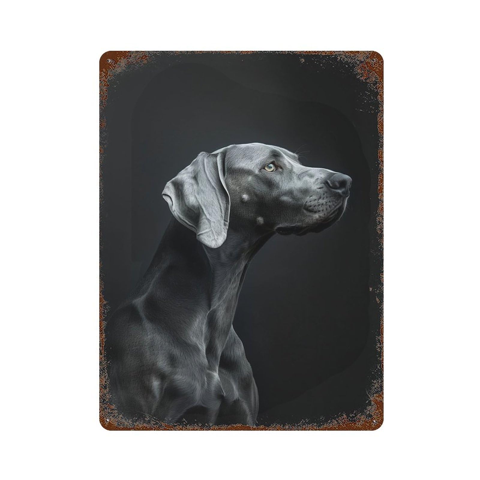 Weimaraner Portrait Vintage Rust Metal Sign 15.7"x11.8", Farmhouse Wall Decor for Garage, Pub Or Kitchen