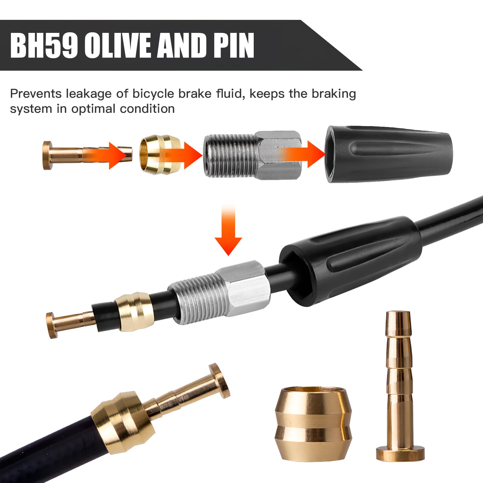 Kit Oliva E Inserto Per Freno A Disco Shimano BH59 - Adatto A M315, MT200, MTB, Colore Oro