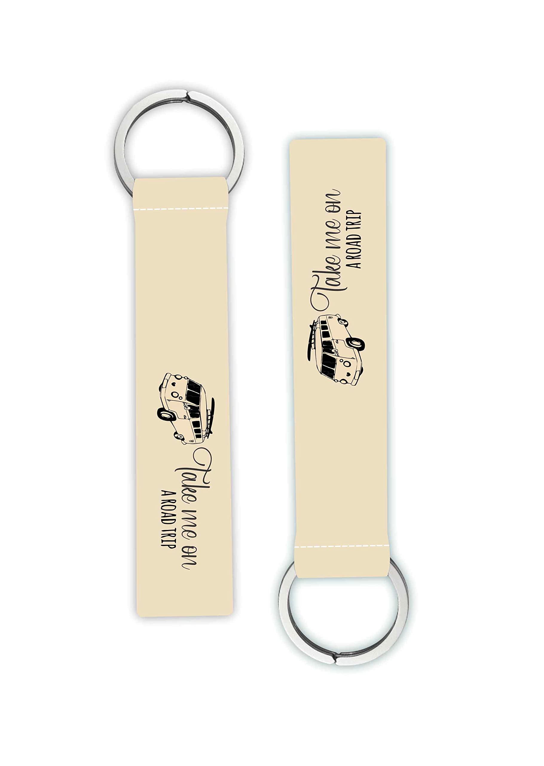 1pcs travel road trip quotes lanyard keychain holder cars bikes scooters riders men's women's key holder key tag multicolored (6 x 1 inches)