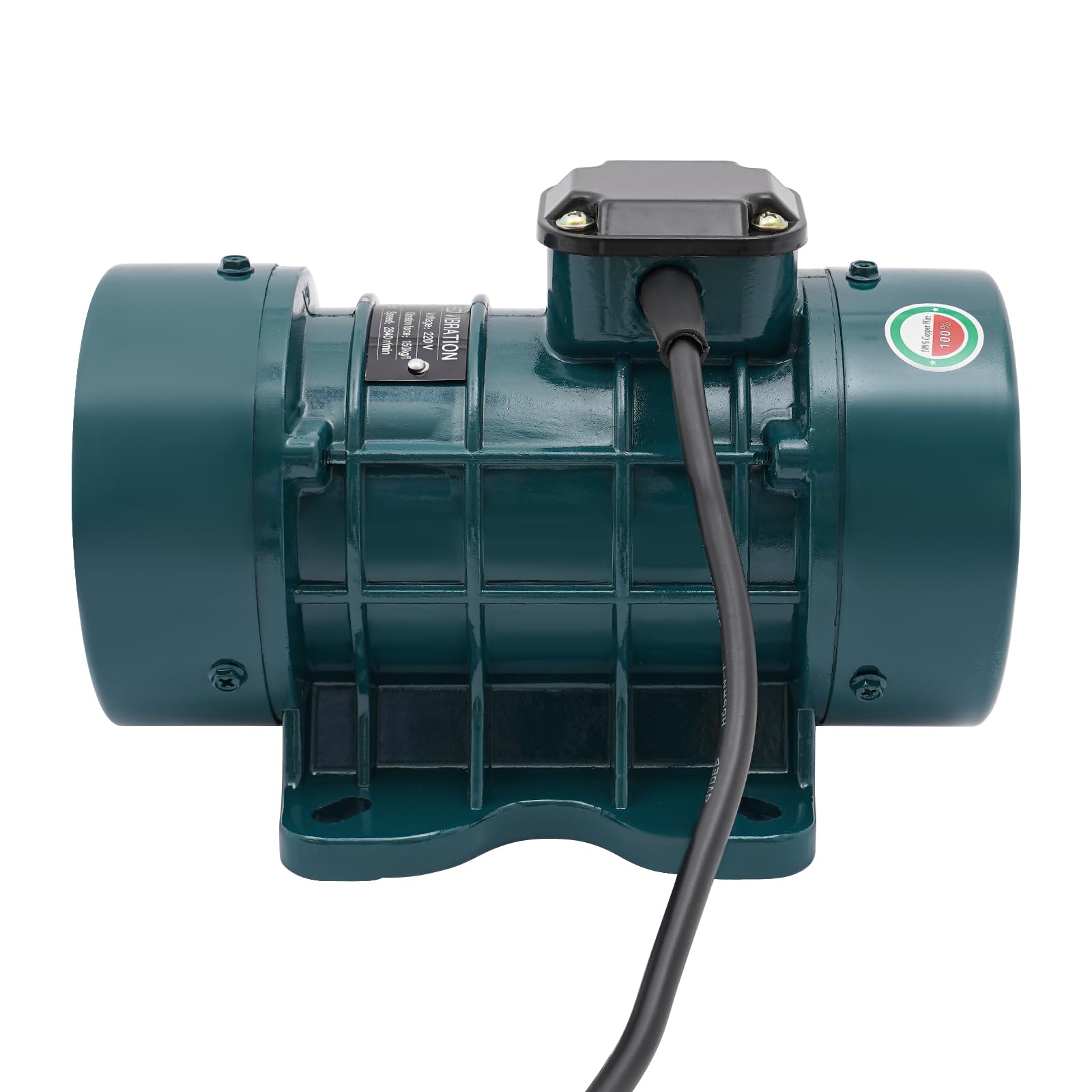 Vibrationsmotor, 250W Beton Vibrationsmotor, Geschwindigkeit 2840rpm,Stabile Basis, Vibrationskraft 150kg, Vibration Motor für Zementgießarbeiten wie Autobahnen (Dunkelgrün)