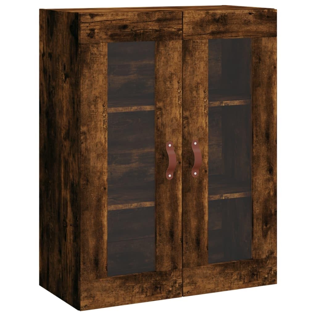 vidaXL Smoked Oak Display Cabinet - Brown - 90 x 69.5 x 34cm