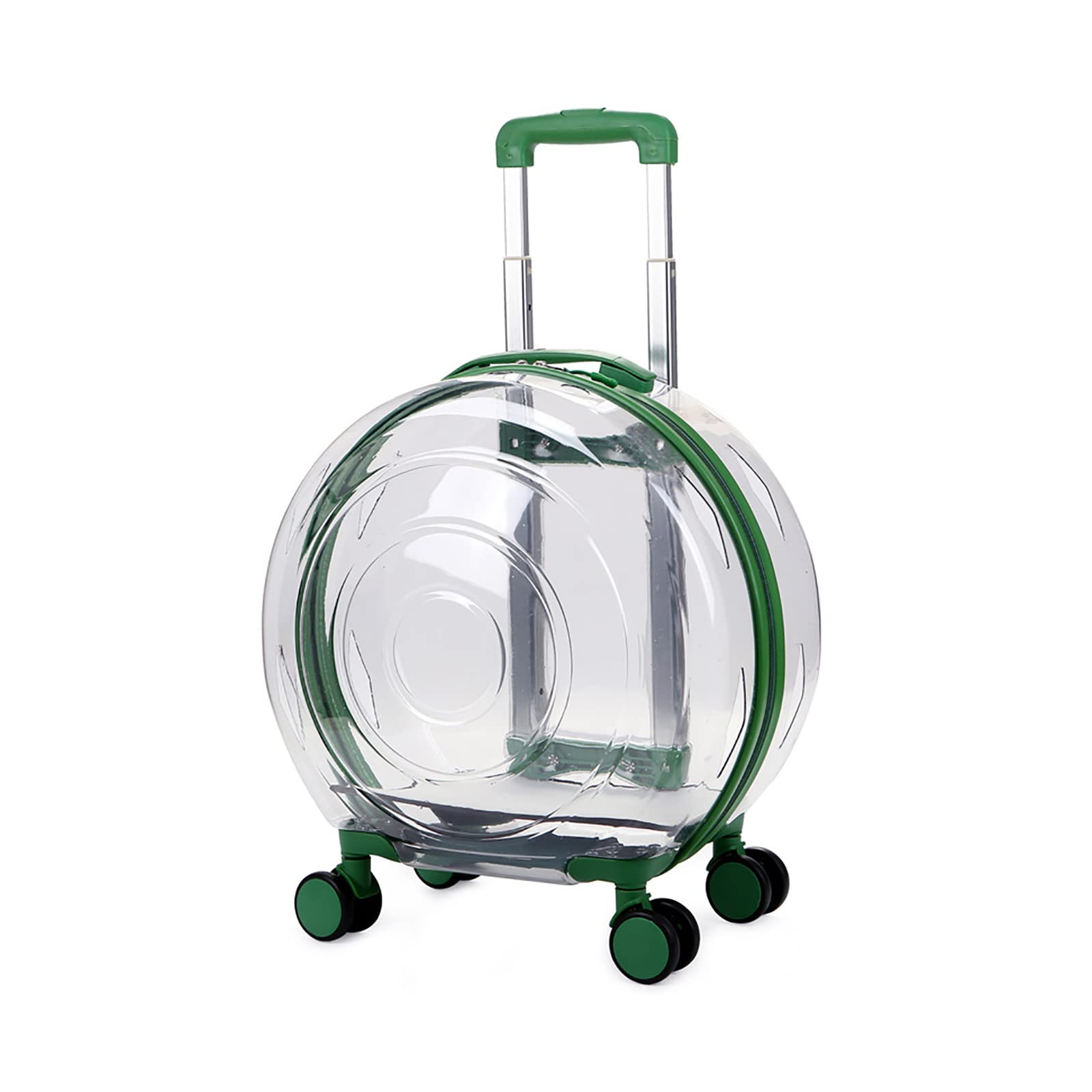 ペットキャリー キャスター付き 多機能 透明 キャリーバッグ リュック カート ペット 手提げ 小型犬 小動物 お散歩 お出かけ用 通院 旅行 帰省  外出 【透明 グリーン】