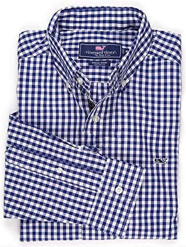 Vineyard Vines Men's Classic Fit Whale Shirt (Small, Polly Hill Blue)