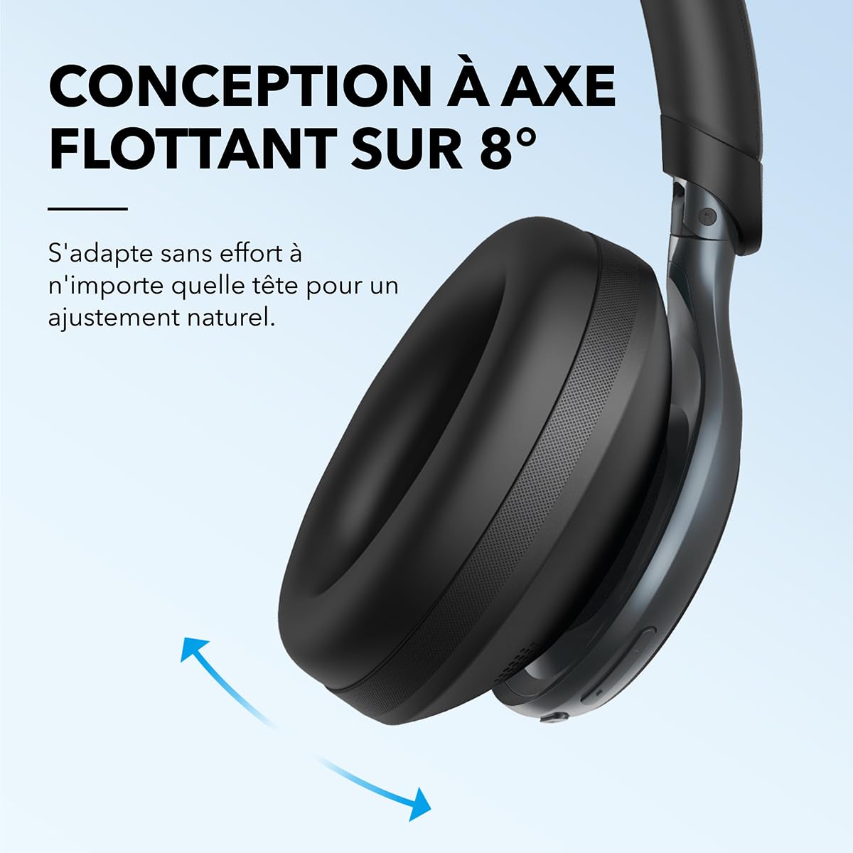 Soundcore Space One Casque Bluetooth sans Fil avec Réduction de Bruit Active Adaptative by Anker, Réduction des Voix Humaine 2X Plus Efficace, ANC 46H, Contrôle app, LDAC Hi-Res Audio, Confort