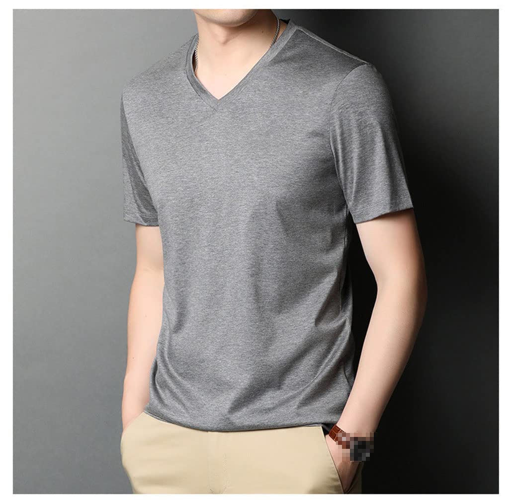 Sommer Herren Seide T-Shirts Luxus Kurzarm Einfarbig Rundhals Herren T-Shirts Einfach Casual Man Tees Tops