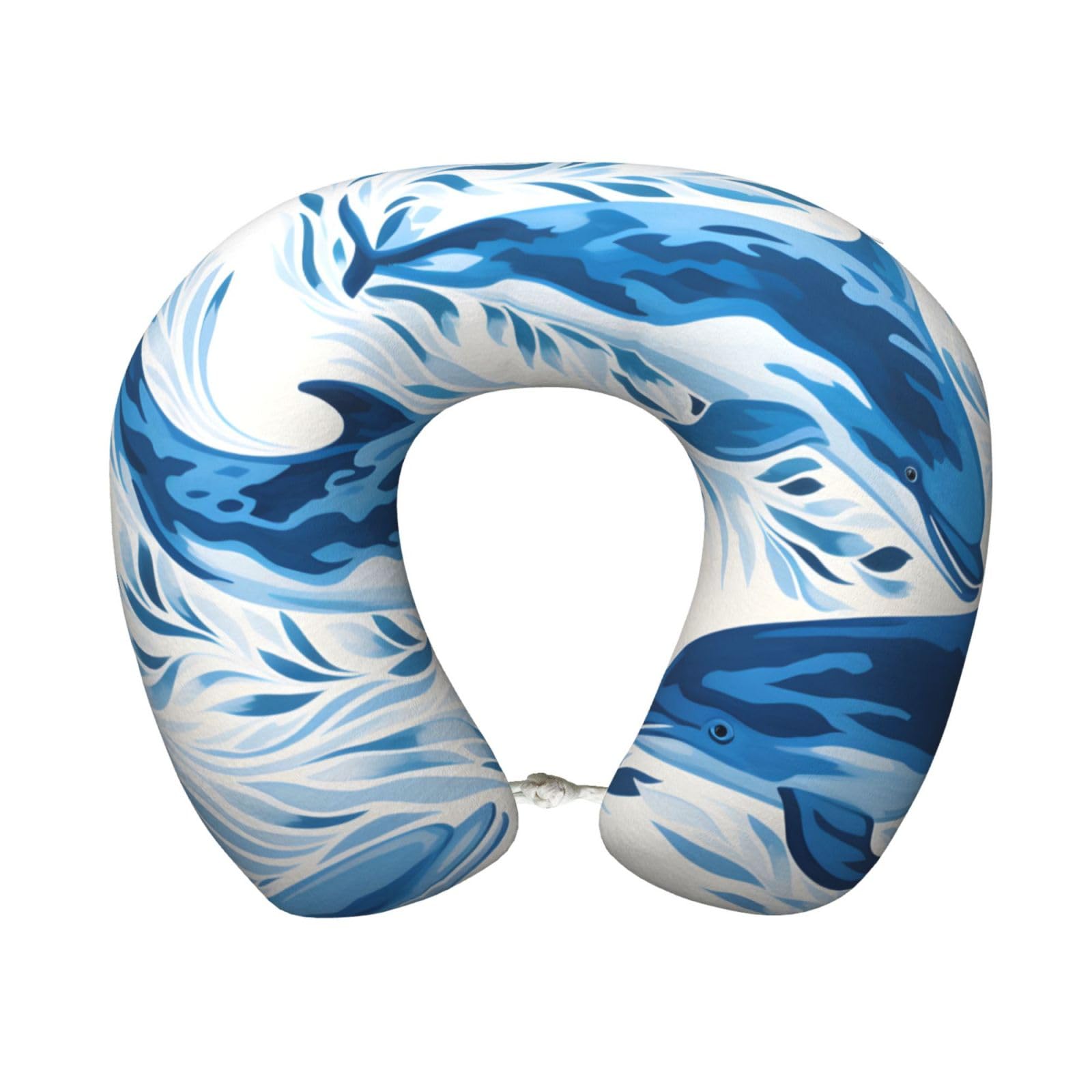 peiyeety Travel Pillow Memory Foam Neck Pillow for Traveling Airplane, Washable Cover(Dolphin)