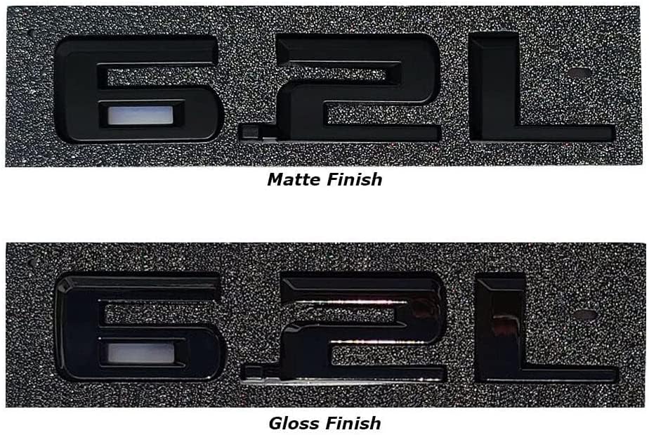 Image of 2pcs 6.2L Emblems 3D Hood Style Badge Logo Sticker Nameplate Letter Replacement for 1500 2500HD (Matte Black)
