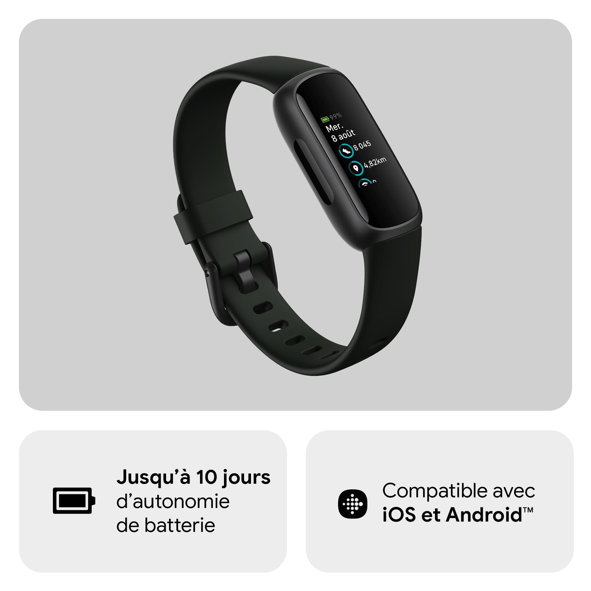 Google Fitbit Inspire 3 Bracelet d’activité sport et santé avec jusqu’à 10 jours d’autonomie de batterie et compatible avec Android et iOS, Parme