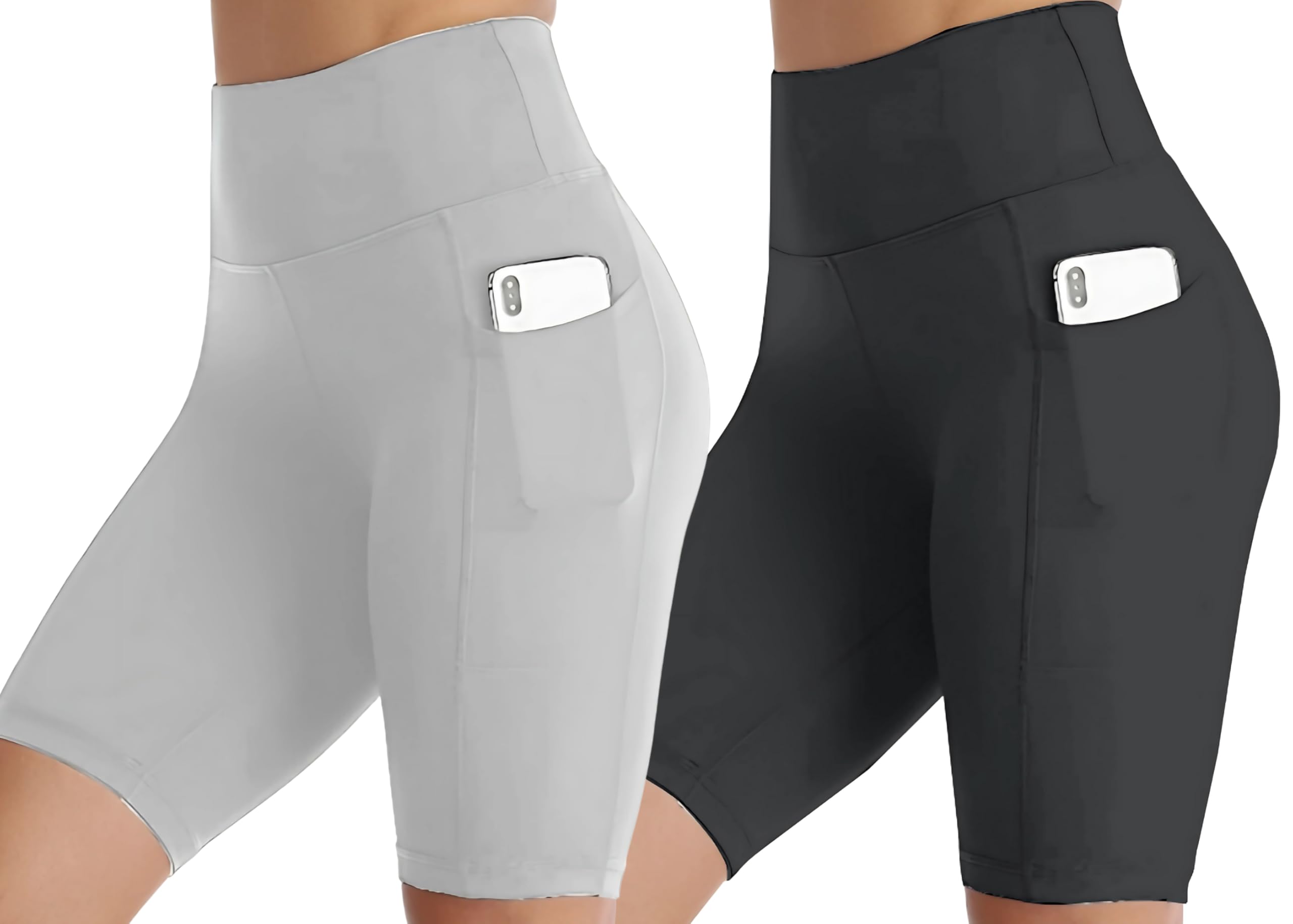 Shorts of Women's and Girls High Waisted Sportswear and Activewear with Full Length Side Pocket Stratchable Gym, Yoga, Sports, Pack of 2-picture-35