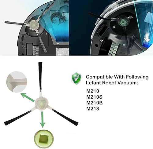 Miniatura 2 de JJ Neumann Accesorios de repuesto compatibles con Lefant M210 M210S M210B M213 Robot Aspirador Mop 10 cepillos y 6 filtros Hepa 2 trapeadores